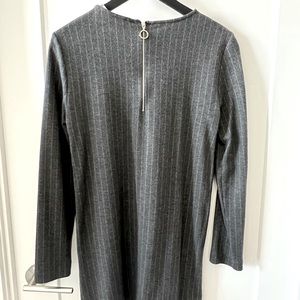 Zara- long sleeve gray pinstripe mini dress SIZE S. Brand new with tag